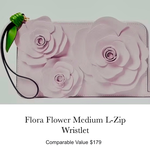 kate spade Handbags - Kate Spade 3D Flora Flower Medium L-Zip Wristlet Pale Amethyst - KK972 MSRP $179